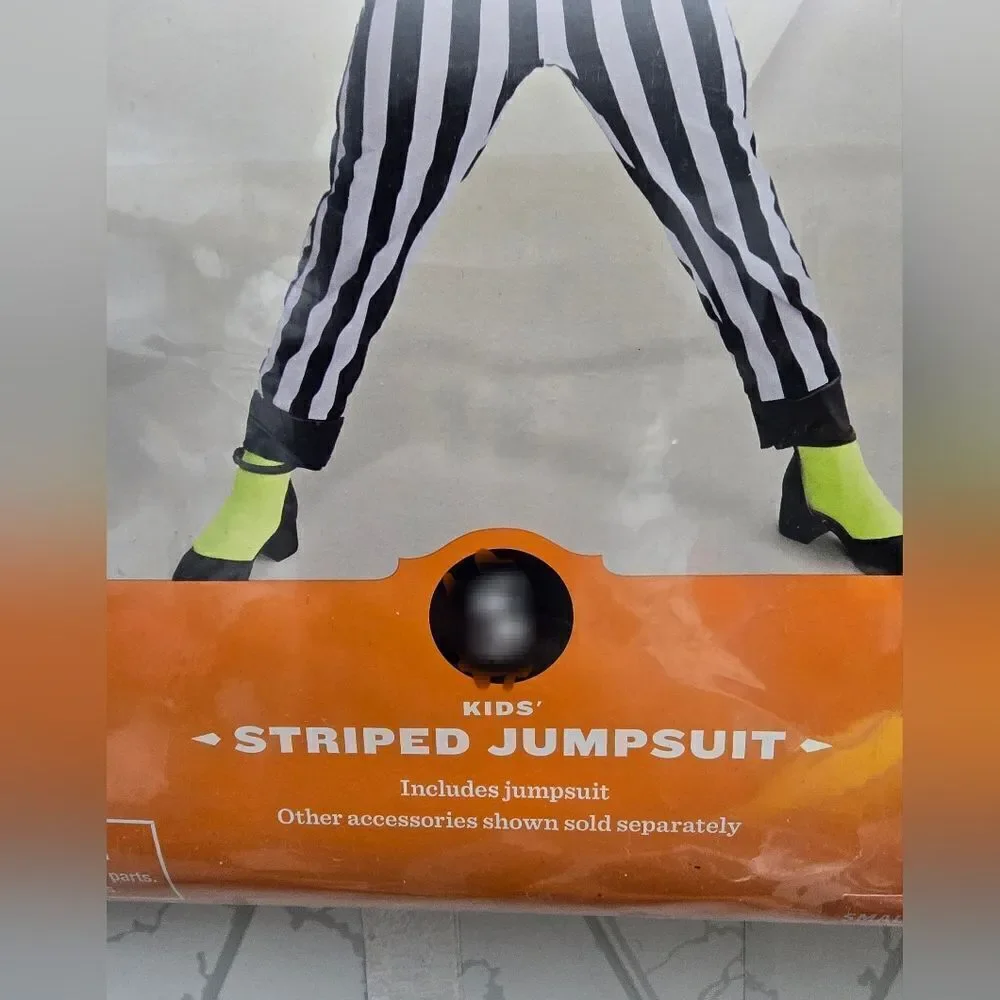 New Unisex Kid's boy / girl Beetlejuice Stripe Jumpsuit Halloween Costume